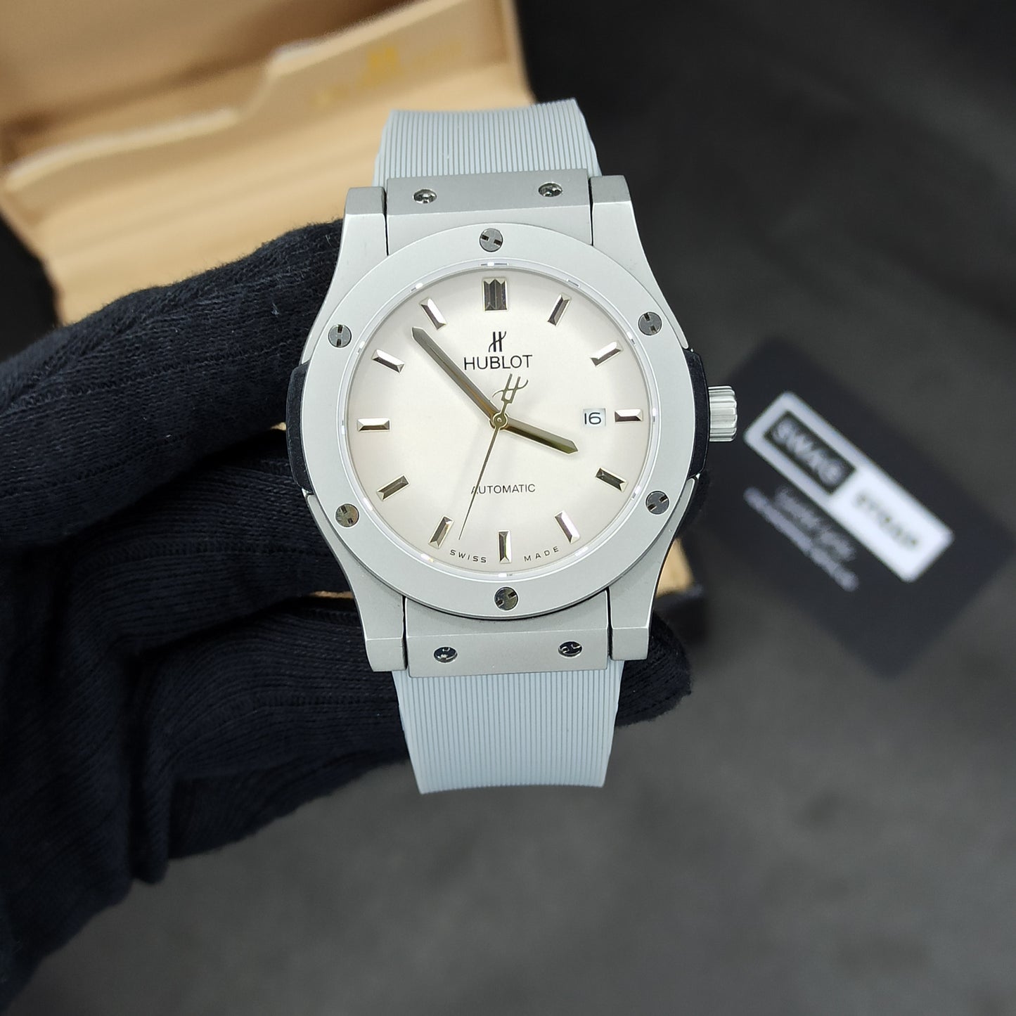 Hublot Auto | Pvc Strap | Silver Colour