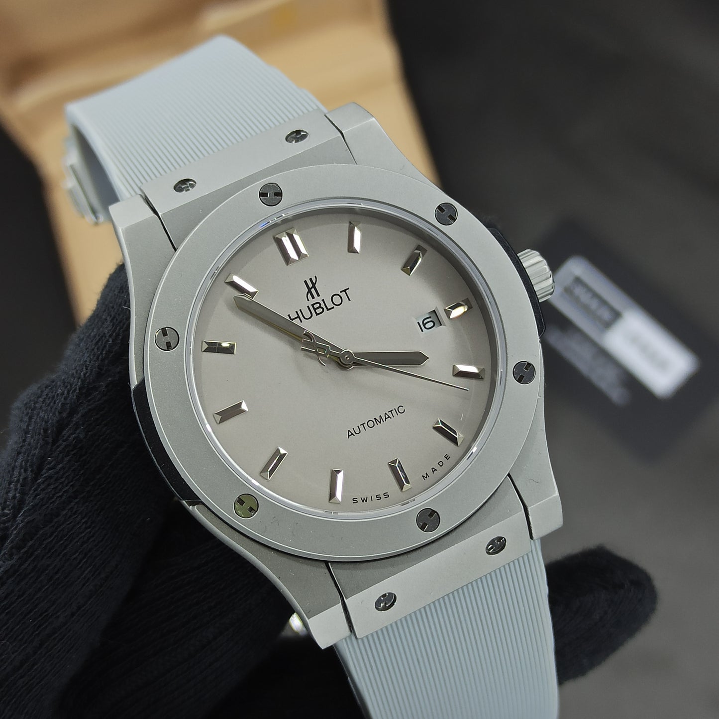 Hublot Auto | Pvc Strap | Silver Colour