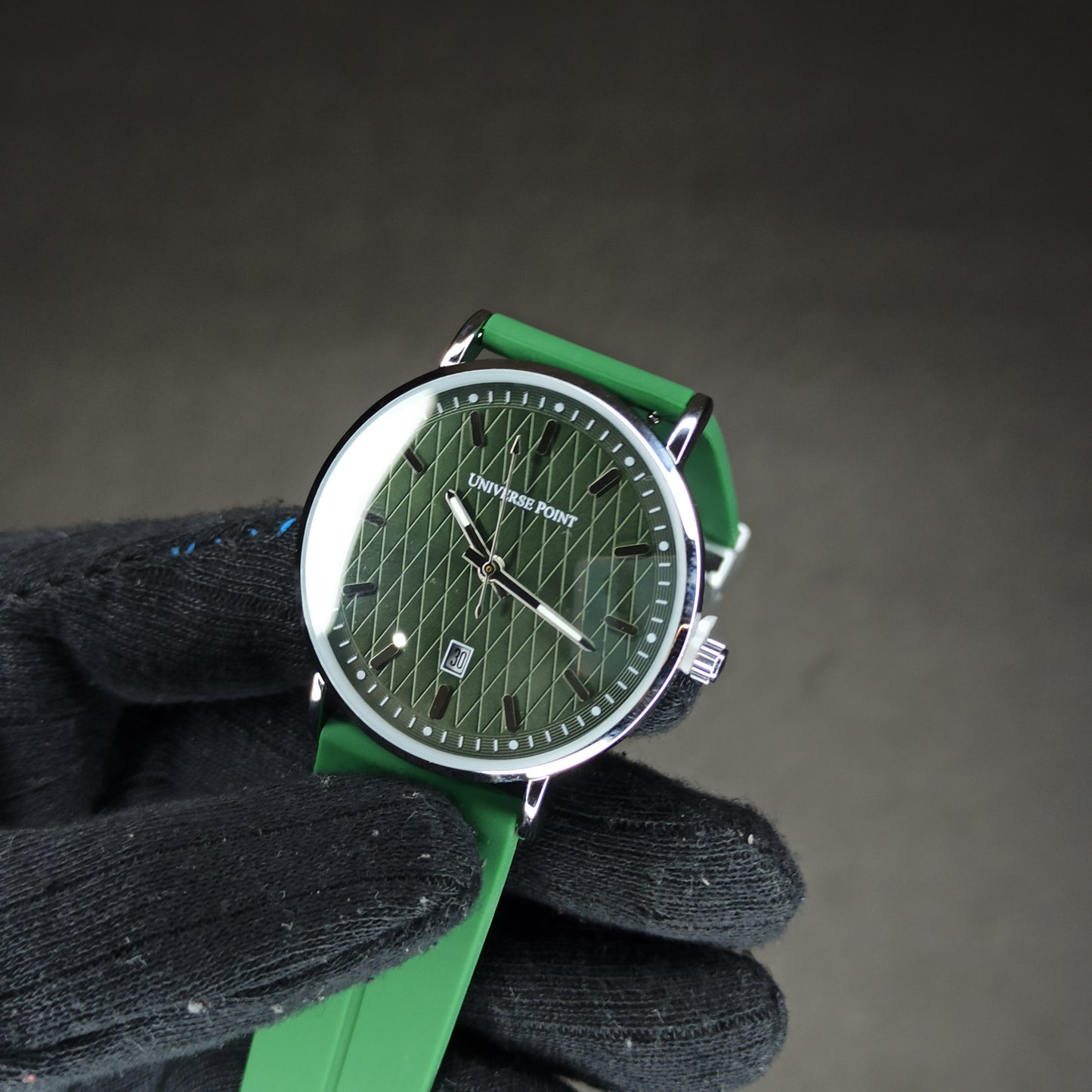 Universe Point Watch | Green Rubber Strap | Magnetic Lock