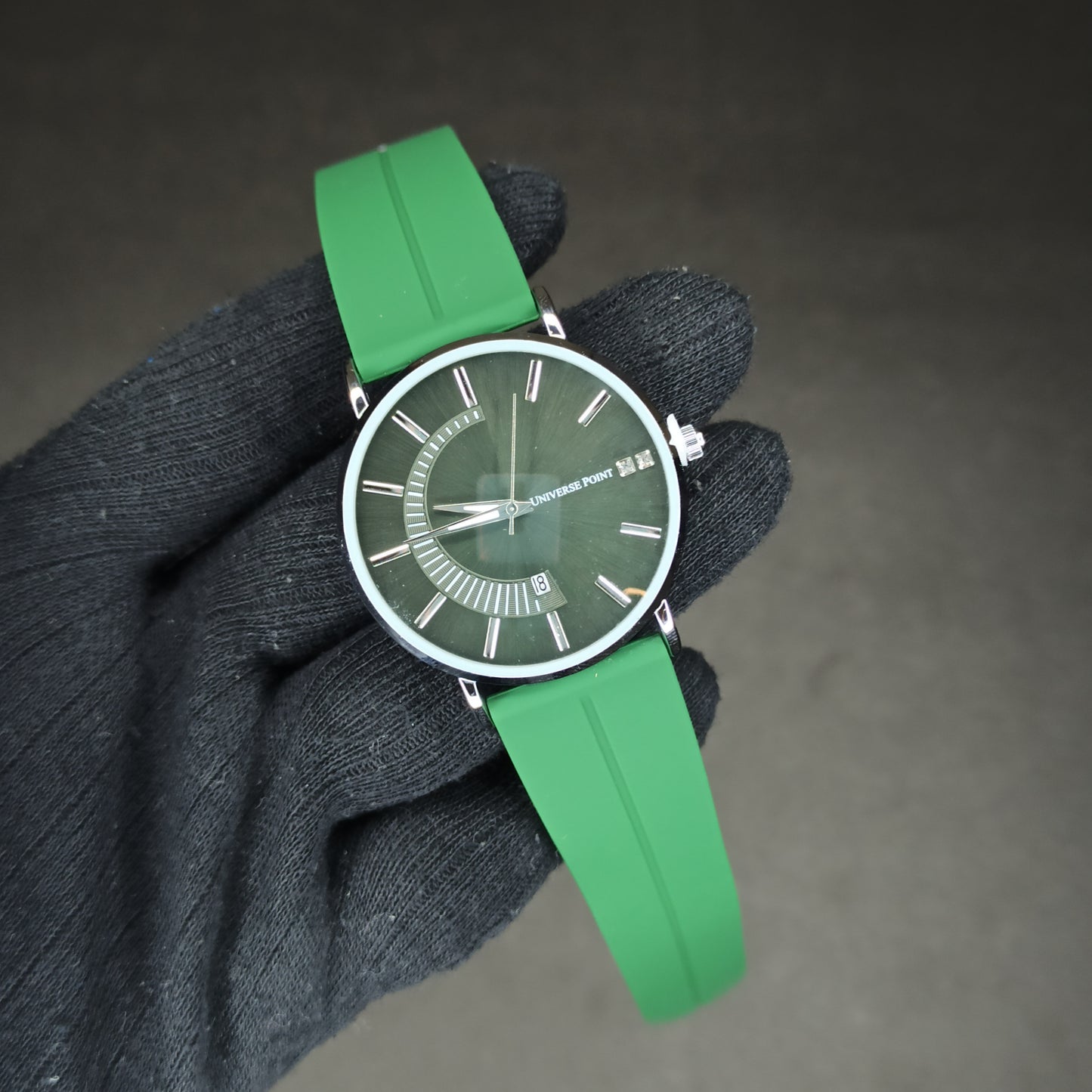 Universe Point Watch | Green Rubber Strap | Magnetic Lock