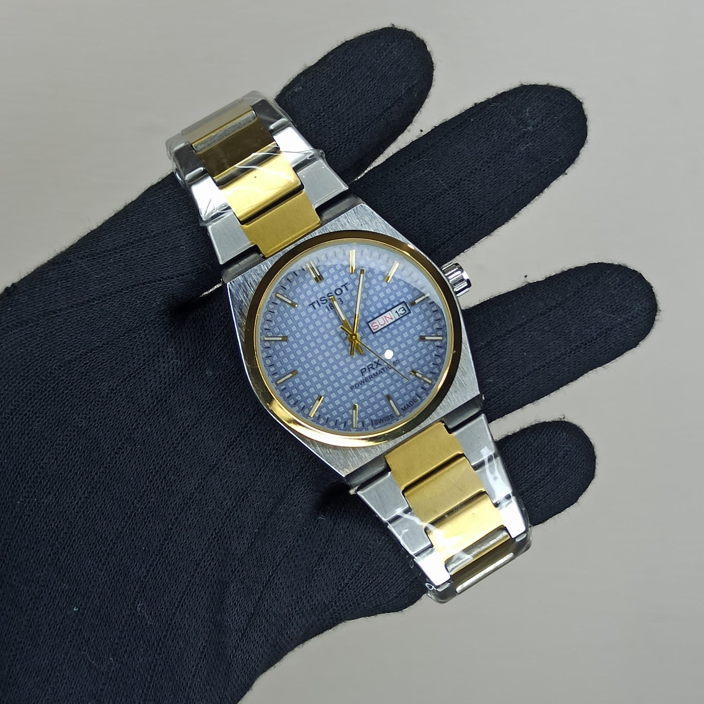 Tissot PRX Silver Gold With Blue Textured Dial Watch