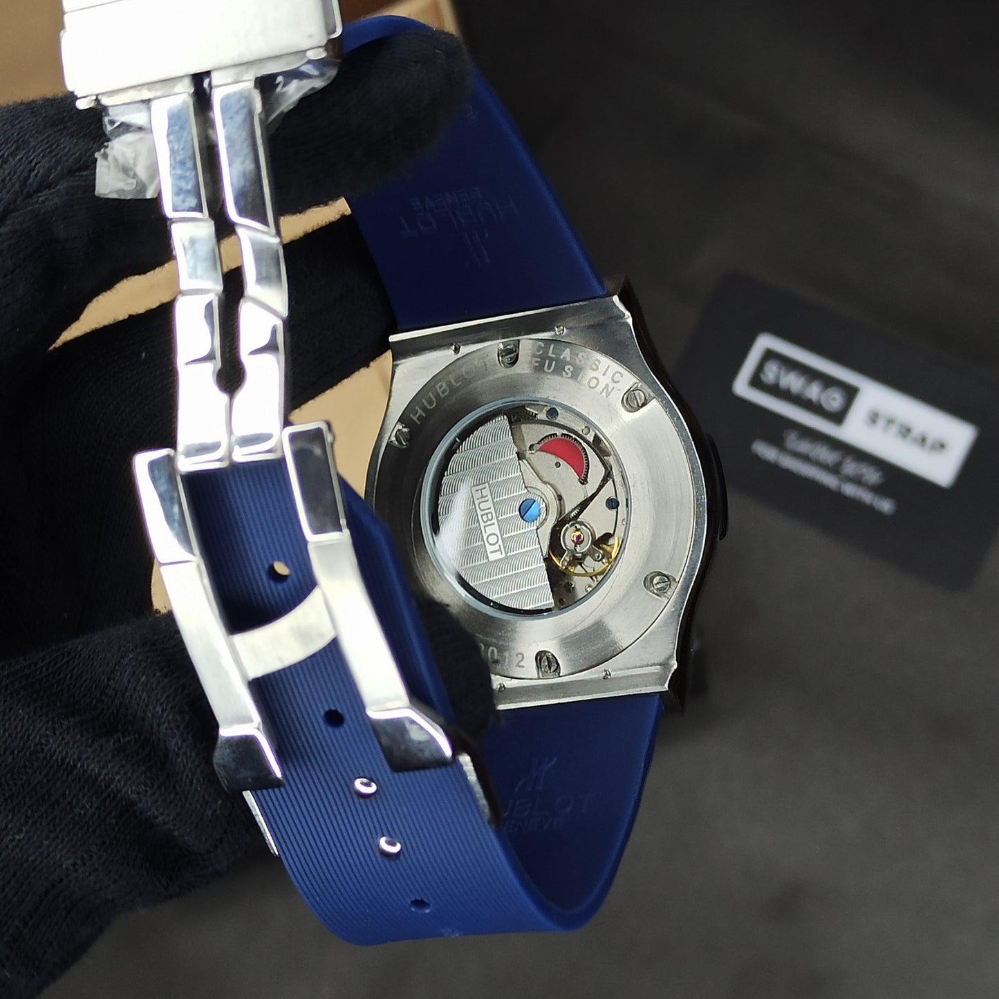 Hublot Auto | Blue Dial | Pvc Strap