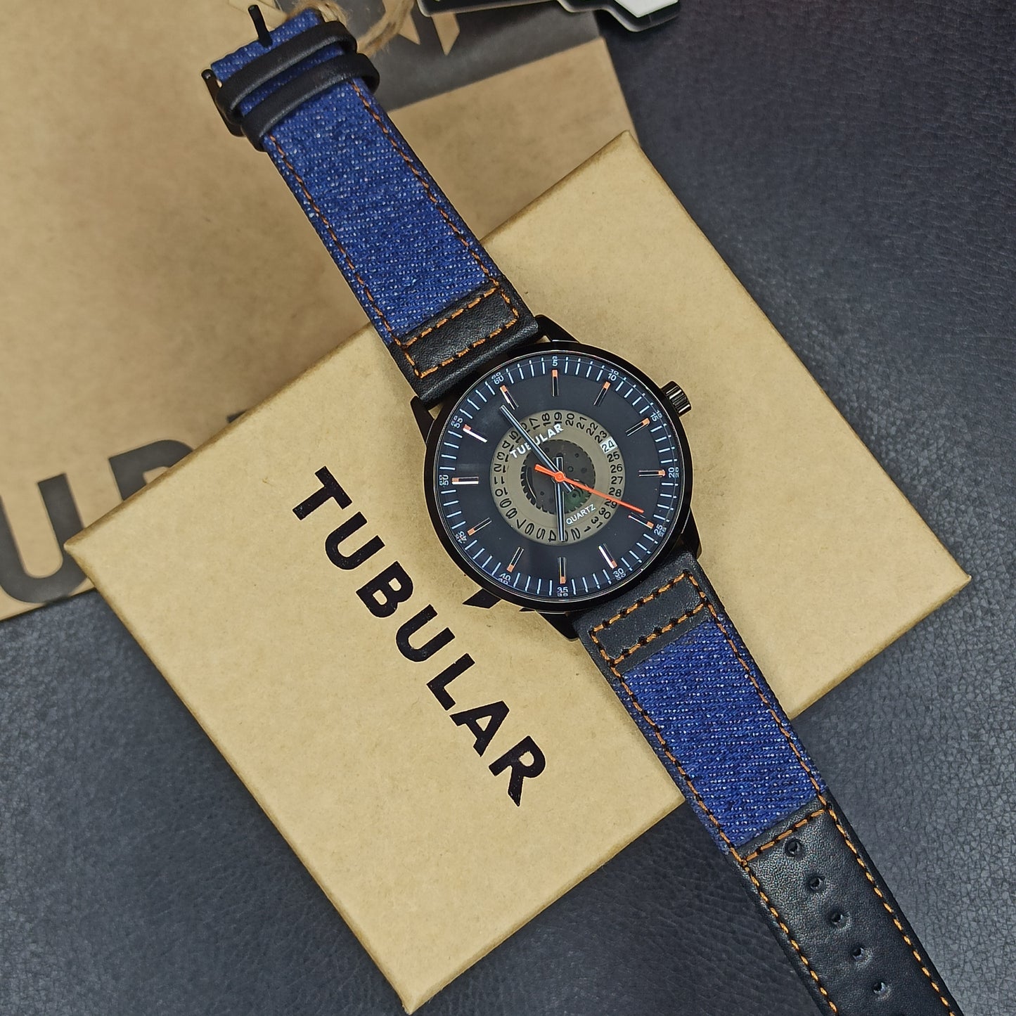 Tubular Denim Jeans Strap Watch For Men's
