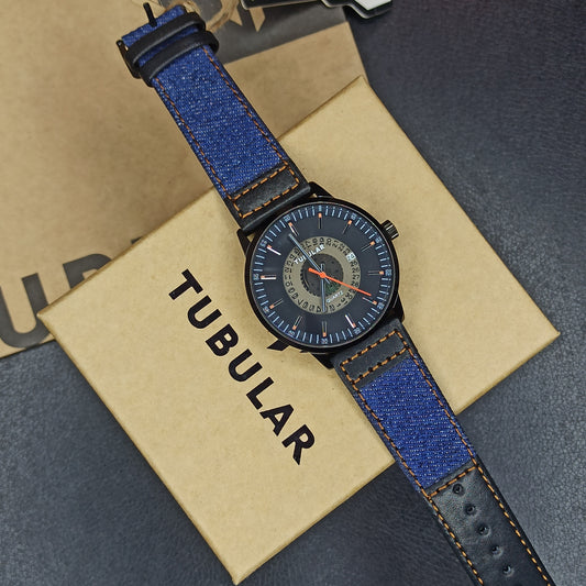 Tubular Denim Jeans Strap Watch For Men's
