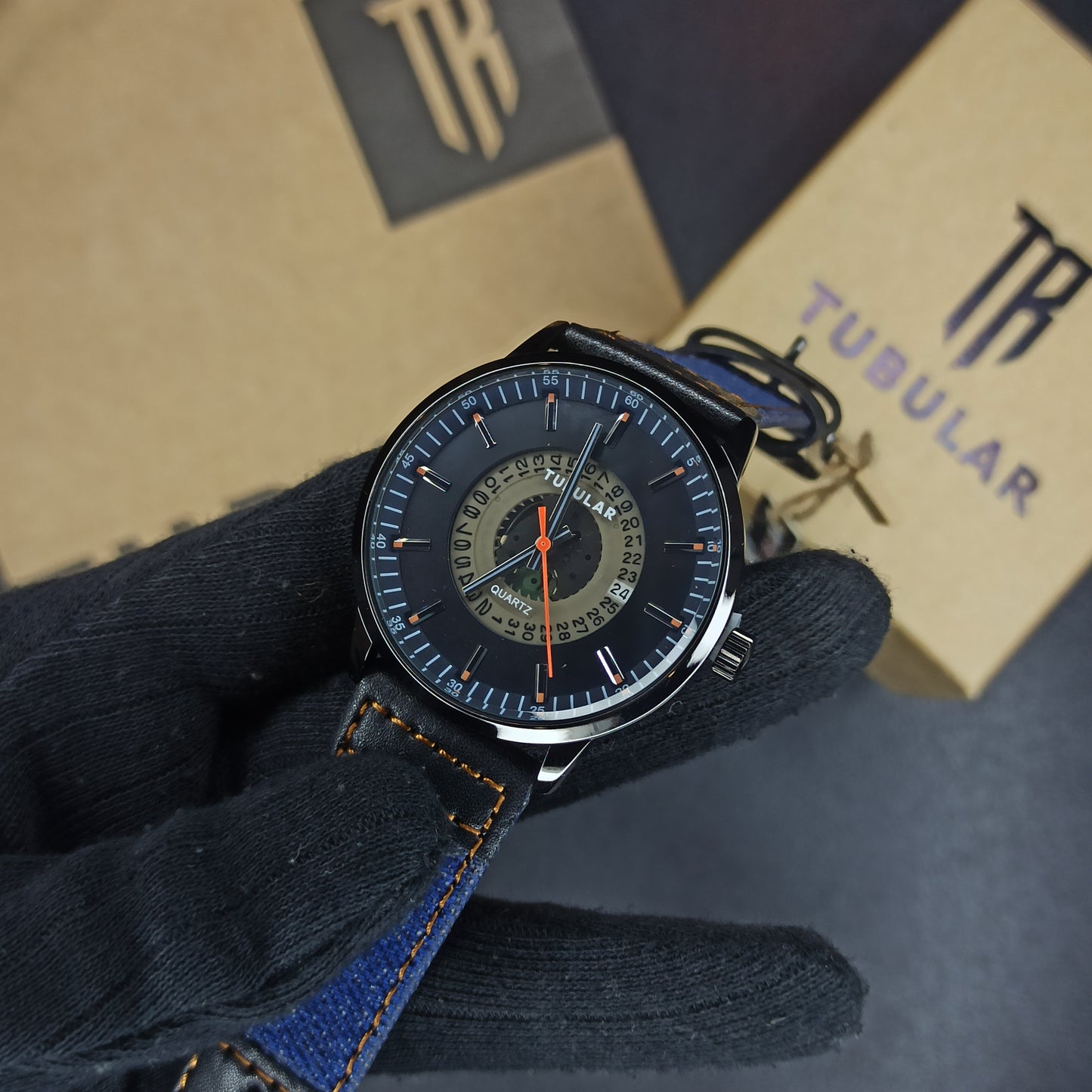 Tubular Denim Jeans Strap Watch For Men's